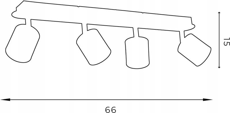 Luminex - Demia - Plafondspot - Zwart/Messingkleurig - 66 cm - Dimbaar - GU10