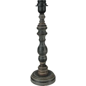 HAES DECO - Lampenvoet - Formaat Ø 12x37 cm, kleur Zwart, gemaakt van Hout voor Fitting E27/max 1x60W - Lampvoet, Tafellamp