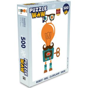 Puzzel Robot - Bril - Gloeilamp - Snor - Kinderen - Jongens - Legpuzzel - Puzzel 500 stukjes