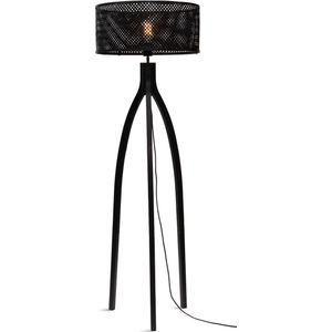 GOOD&MOJO Vloerlamp Java - Bamboe Zwart - 50x50x145cm - Driepoot - - Staande lampen voor Woonkamer - Slaapkamer