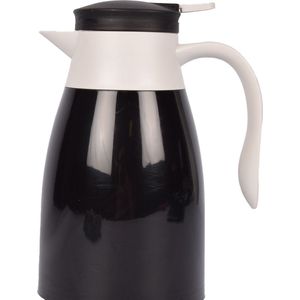 Thermosfles en Thermoskan 1 Liter - Theepot en Koffiepot - Zwart - Isoleerkan voor Thee en Koffie met Pomp