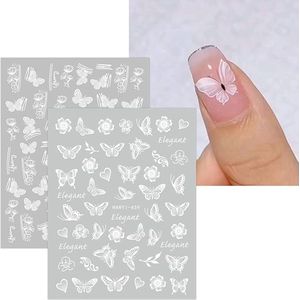Lente Vlinder Bloem Nail Art Sticker 12 Vellen Nagelsticker Zelfklevende Nagel Decoratie