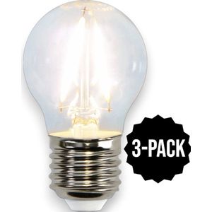 3-Pack | Kogellamp met helder filament - E27 - 2W - Extra Warm Wit - 2700K