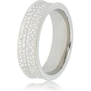 My Bendel - Brede zilveren ring met structuur - Brede zilveren ring met structuur - Met luxe cadeauverpakking