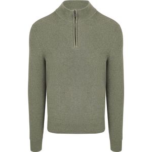 Suitable Half Zip Trui Wol Blend Groen - Maat XXL - Heren - Schipperstrui - Schipperstrui met rits - Volwassen mannen