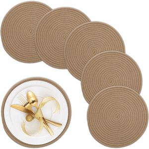 Relaxdays placemat - set van 6 - tafelonderleggers - katoenen onderzetters - boho-stijl