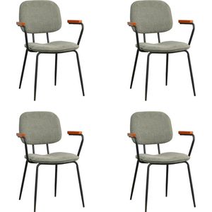 Bronx71® Scandinavische eetkamerstoel Oskar groen gerecyclede stof - Eetkamerstoelen set van 4