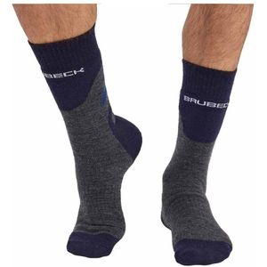 Brubeck TREKKING MERINO Heren Wandelsokken - Hoogwaardige Wolmix & Zilverionen - Ideaal voor Trekking & Outdoor - Grafiet/Blauw 39-41