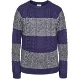 Mo - Gebreide Trui - Marine Grijs Gem