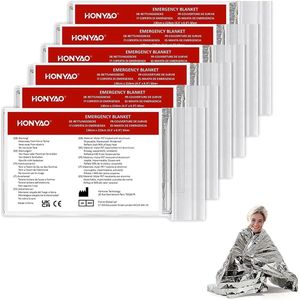 Thermische Nooddeken 【Small and Portable】 | Survival Whistle Ultralight Cold Protection / Noodslaapzakken - emergency foil blanket, emergency sleeping bag - 6 Pieces, 210 × 160 cm