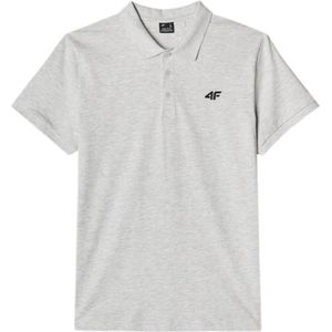 4F M316 Heren Grijze Regular Fits Polo, Katoen XXL, Effen Stijl met Subtiel Logo