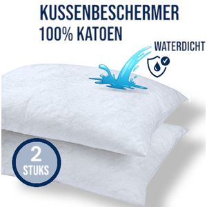 Bed Care Badstof Kussenbeschermer Waterdicht - 60x70 cm - 2 Stuks - 100% Katoen - Met Ritssluiting