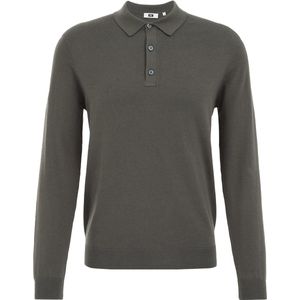 Fundamentals - Heren Regular Fit Fijngebreide Polo - Legergroen - Katoen