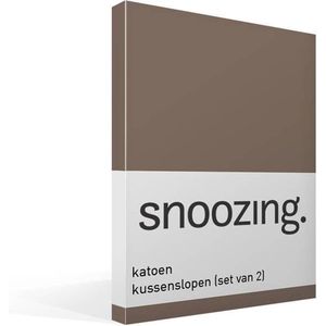 Snoozing - Katoen - Kussenslopen - Set van 2 - 60x70 cm - Bruin