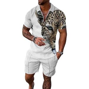 Trainingspakken voor heren, 2-delig, zomer, korte sets, outfits, modieuze poloshirt, casual set met korte mouwen en shorts