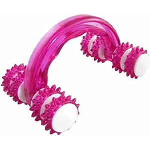 Massage roller met 8 wielen en stekels - Voor armen, benen en lijf - Roze