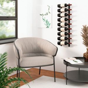 Luxwine - Wijnrek - Wijnrekken - Wijnrek muur - Modern - Zwart - Metaal - 12,5 x 2,6 x 90 cm