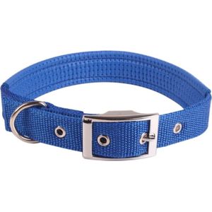 Nobleza Blauwe hondenhalsband nylon - Hondenhalsband blauw - Halsband met zachte voering - 50 cm - S