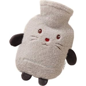 Zachte Pluche Warmwaterkruik met Verwarmende Hoes - 1 Liter, Lekvrij en Veilig voor Comfort en Pijnverlichting - Perfect Cadeau voor Winter