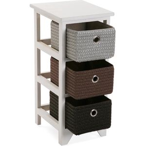 Versa Lingbo Bijkomend badkamermeubilair, Commode met 3 laden voor organisatie, modern en leuk opbergen, Afmetingen (H x B x H) 56 x 30 x 25 cm, Hout en kunststof, Kleur Wit