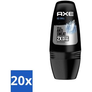 20 x Axe - Deodorant Roller - 48hrs Anti Sweat - Ice Chill - Anti-transpirant - 50 ml - Bevroren Munt - Limoen - 48 Uur Bescherming - Deodorant Roller