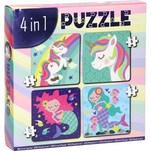 4-in-1 puzzel (4/6/9/12 stukjes) (1 stuk) assorti