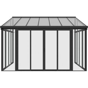 Vente-unique Veranda Aluminium Polycarbonaat UV-bescherming - Antraciet - 12 m²