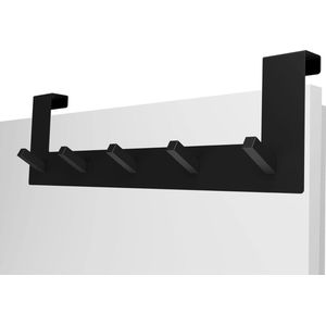 Premium deurkapstok met uniek haakdesign | deurhaaklijst voor standaard deurvouw tot 2,1 cm | kledinghaak deur + gratis e-book (kleur: mat zwart)