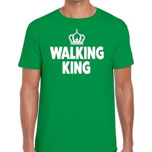 Walking King t-shirt groen heren - feest shirts heren - wandel/avondvierdaagse kleding S