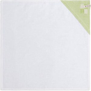 Knit Factory Linnen Theedoek - Poleerdoek - Schoteldoek - Afdroogdoek - Vaatdoek - Thee doek - Keuken Droogdoek Block - Ecru/Spring Green - 65x65 cm