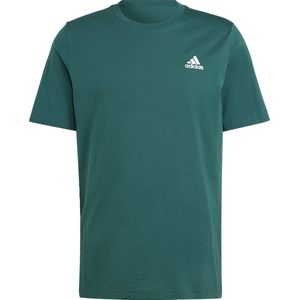 adidas Sportswear Essentials Single Jersey Geborduurd Small Logo T-shirt - Heren - Groen- S