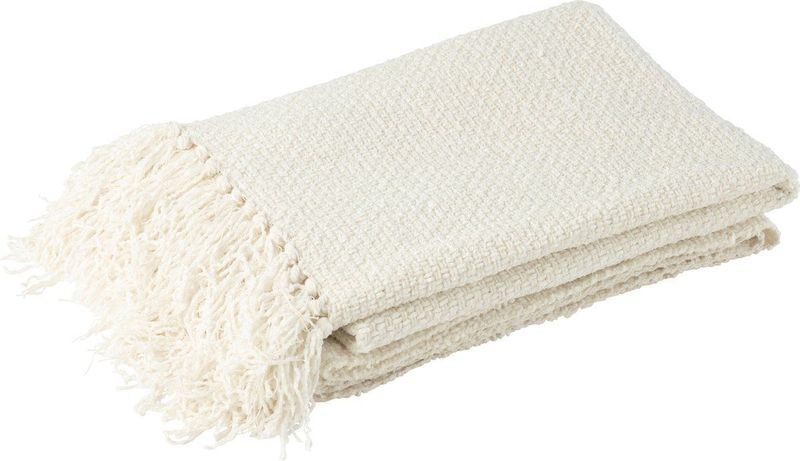 J-Line - Plaid Gewoven - Wit - Viscose - 180x130cm