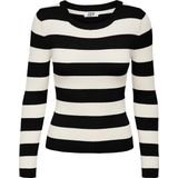 Jacqueline de Yong Trui Jdyplum L/s O-neck Stripe Pullover 15277223 Black/eggnog Dames Maat - XXL