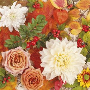 1 Pakje papieren lunch servetten - Autumn flowers - Herfst bloemen - 20 servetten
