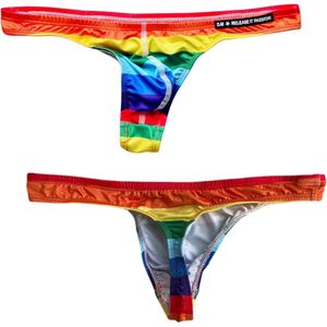 Sexy Heren Regenboog Zwemstring - String Model - Regenboog Kleuren LHBTQIA + - Mannen Zwembroek T-Back - Thong Swimwear - Ondergoed - Maat XL