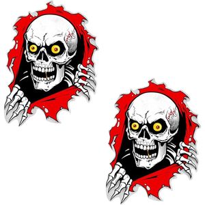 Skull Car Sticker Skeleton Sticker Car Stickers Decoration for Car Motorrad Helmet Tablet Laptop Halloween 2Pcs (A)