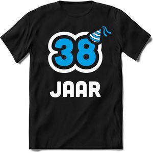 38 Jaar Feest kado T-Shirt Heren / Dames - Perfect Verjaardag Cadeau Shirt - Wit / Blauw - Maat 3XL