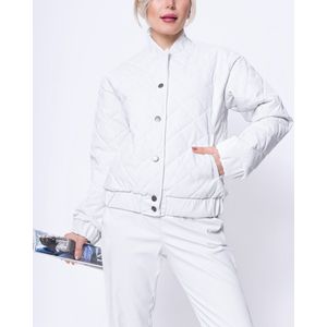 Dames Leren Jas met Ruitpatroon Chastar - Wit - L/XL (40-42)