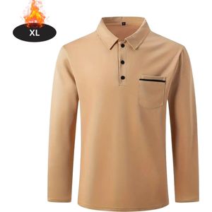 Nivard Poloshirt Heren - T-Shirt Heren - Shirt - Overhemd - Polo Shirt Lange Mouwen - Geel - XXL