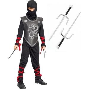Ninja verkleedpak maat M met dolkenset voor kinderen