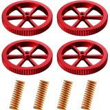 MMOBIEL 4x Aluminium Printbed Leveling Wiel - Rood - Hoogwaardig Aluminium - Inclusief 4 Stuks