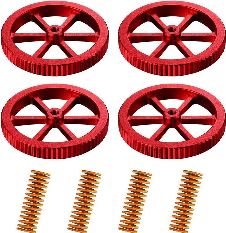MMOBIEL 4x Aluminium Printbed Leveling Wiel - Rood - Hoogwaardig Aluminium - Inclusief 4 Stuks