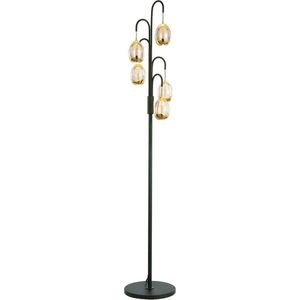 Sierlijke vloerlamp Golden egg | 5 lichts | zwart / goud | glas / metaal | 167cm | staande lamp / woonkamer lamp | modern design