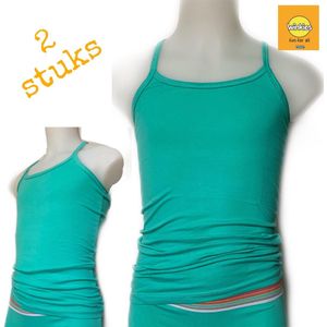 Embrator 2-stuks meisjes Spaghetti Hemdje zeegroen maat 98/104