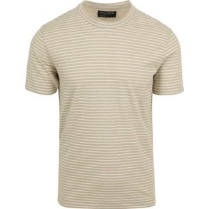 Marc O'Polo - T-Shirt Linnen Streep Ecru - Heren - Maat M - Regular-fit