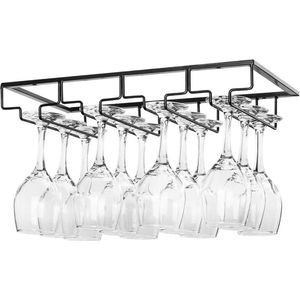 Ophangrek Wijnglazen - Zwart - 12 Glazen - Wijnglazenhouder - Glazenrek