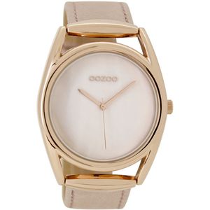 OOZOO Timepieces - Rosé goudkleurige horloge met poeder roze leren band - C9166