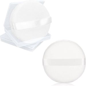 Inovra - Poederkwasten Set voor Lichaamspoeder - 2 Stuks - Grotere en Zachte Velours Borstels - Inclusief Losse Poederkwasten - 10,5 cm - Wit