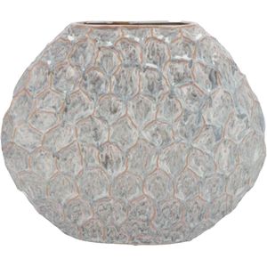 DK Design Bloemenvaas Inga Jada - plat model - grijs - 32 x 12 cm - moderne vaas - schub motief
