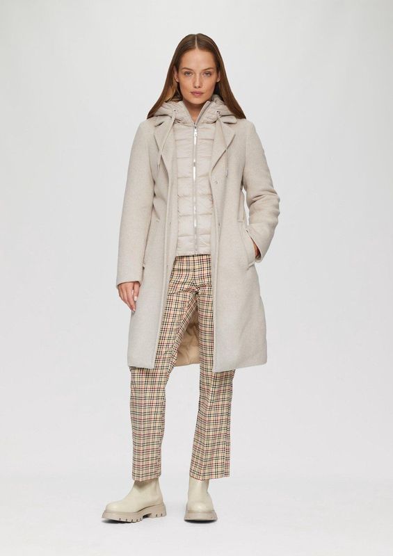 s.Oliver - Regular Fit - Lange Jas - Mêlee - Materiaalmix met Wol